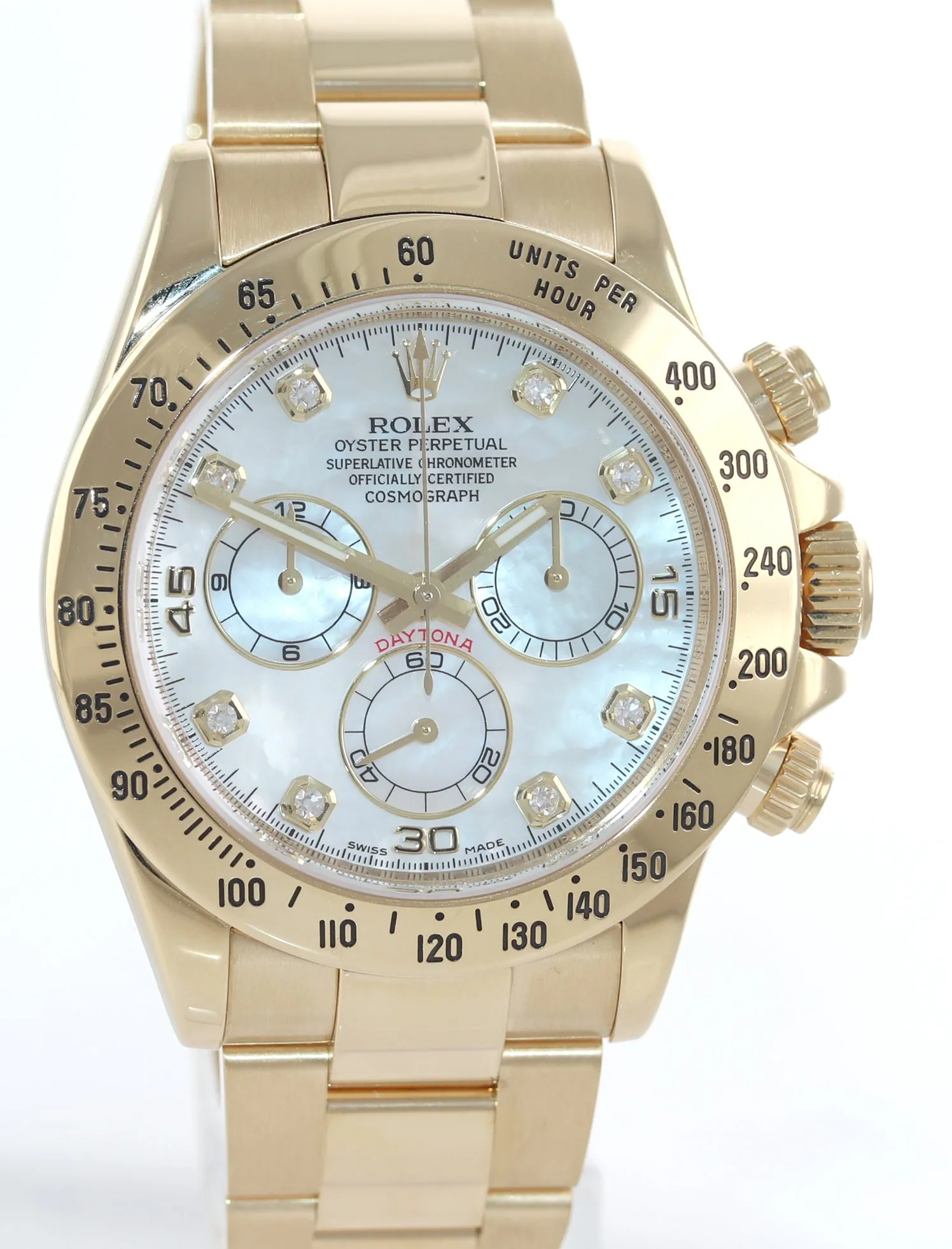 PAPERS Rolex Daytona 116528 MOP DIAMOND 18K Yellow Gold 40mm Watch Box