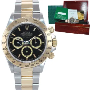 PAPERS Rolex Daytona 16523 Zenith Black Chrono Two Tone Gold Steel Watch Box
