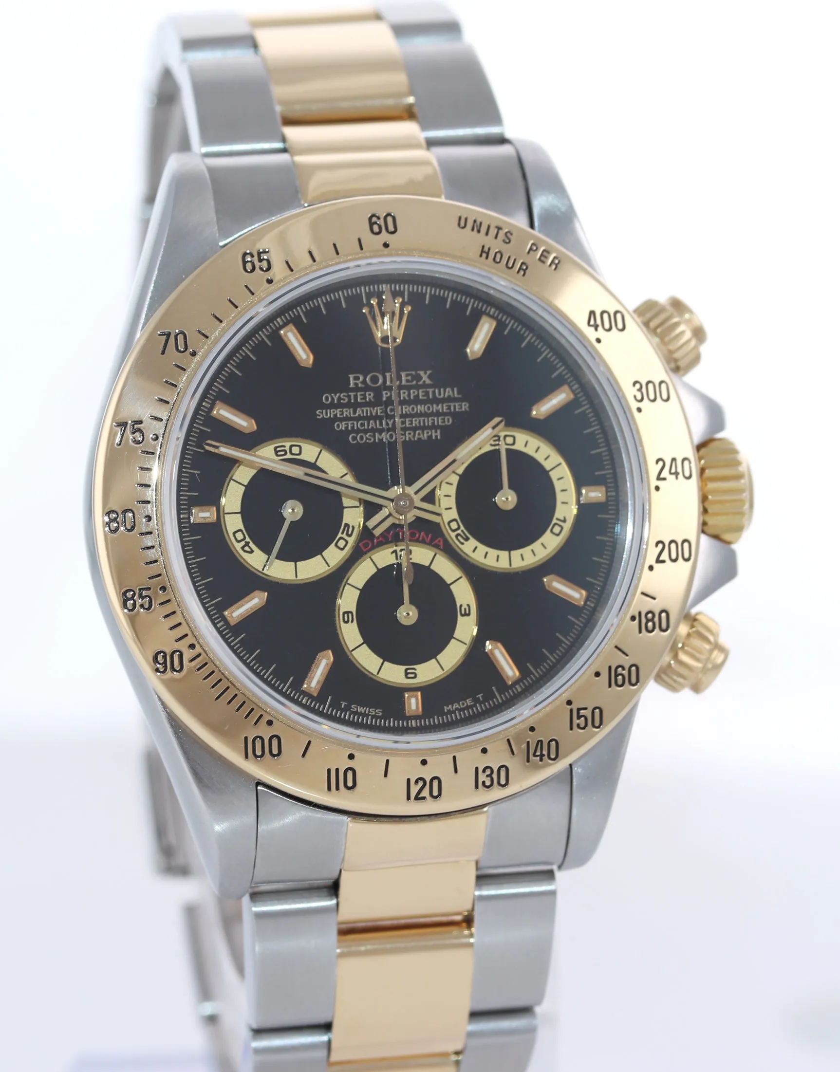 PAPERS Rolex Daytona 16523 Zenith Black Chrono Two Tone Gold Steel Watch Box