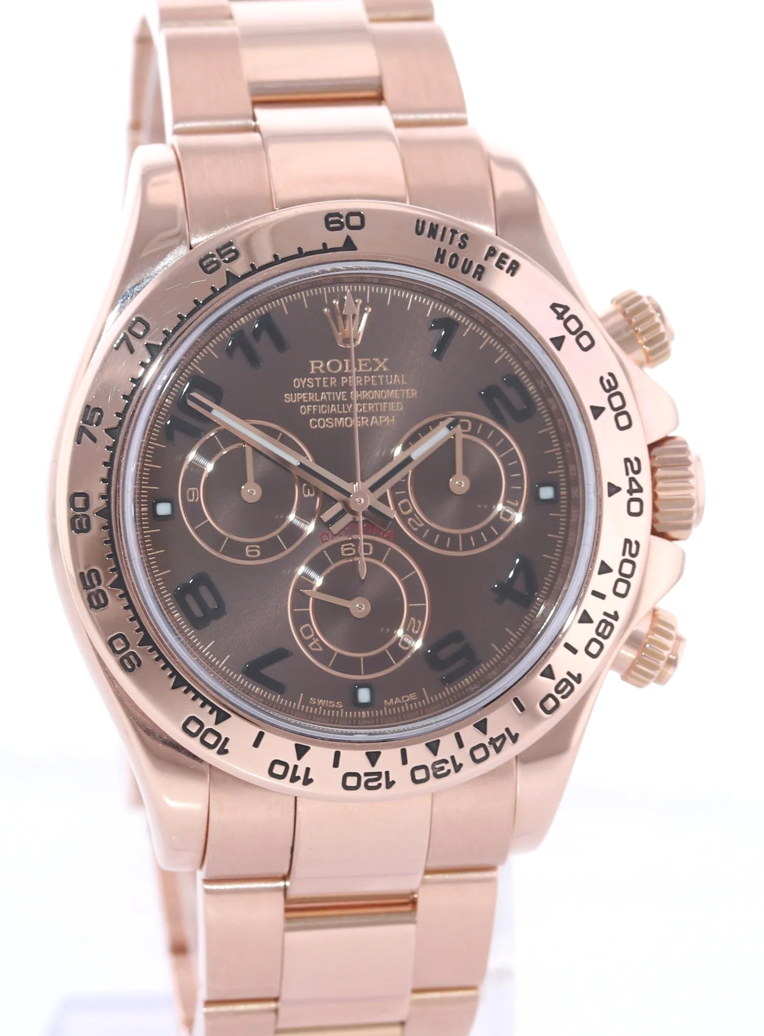 PAPERS Rolex Daytona Rose Gold Chocolate Arabic Dial 116505 Chrono Watch Box