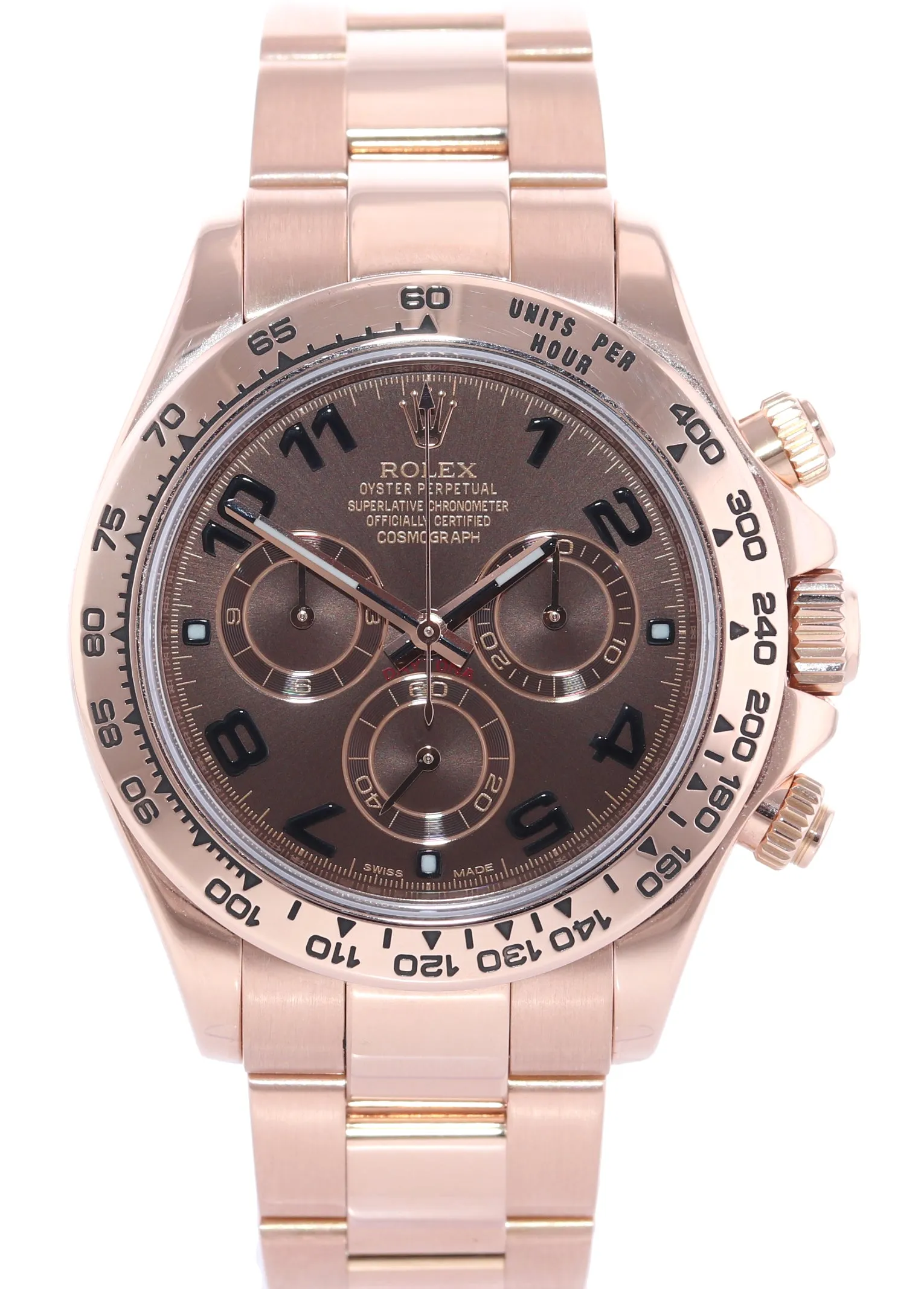 PAPERS Rolex Daytona Rose Gold Chocolate Arabic Dial 116505 Chrono Watch Box