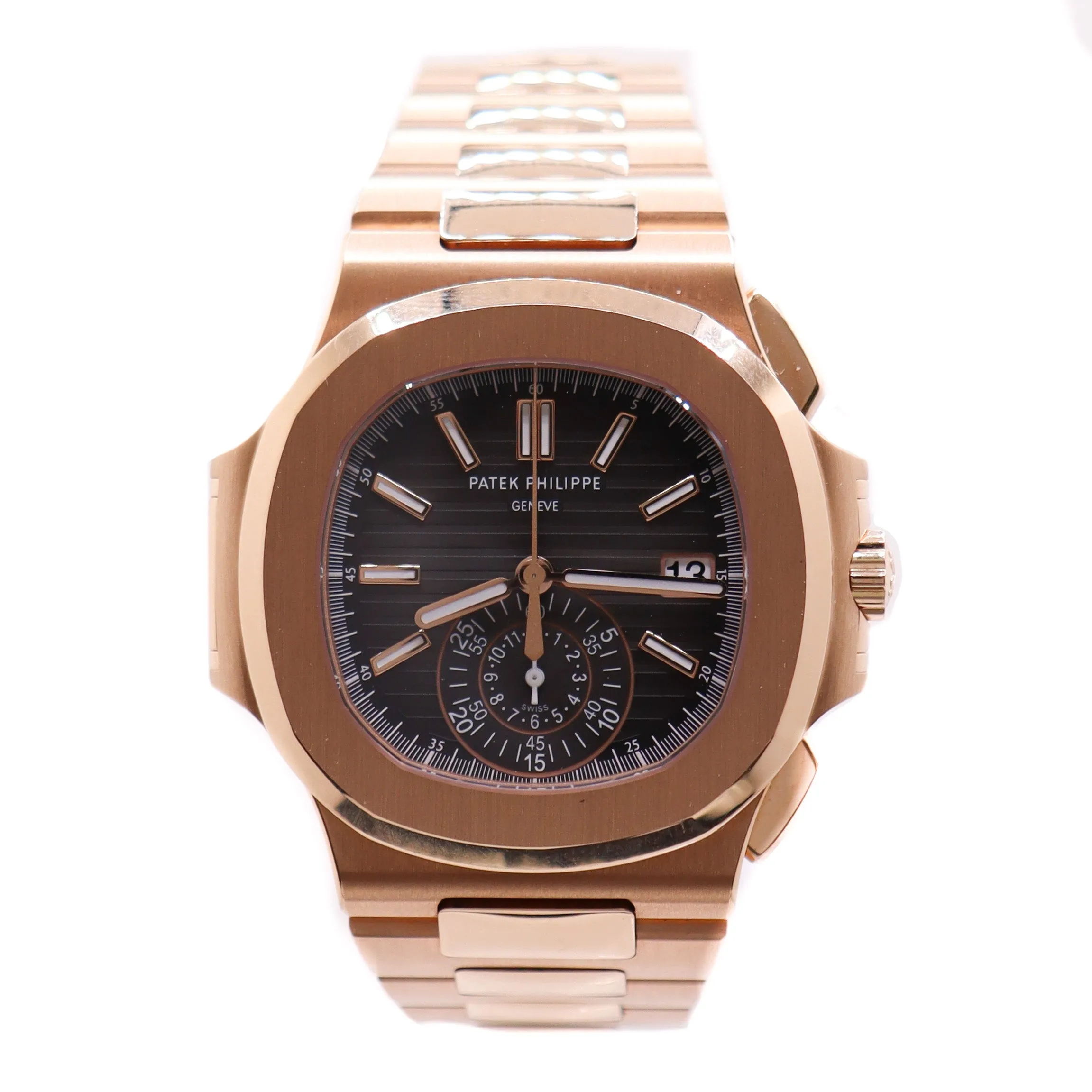Patek Philippe Men's Nautilus Rose Gold 40mm Grey Annual Calendar Stick Dial Watch Ref #5980/1R-001