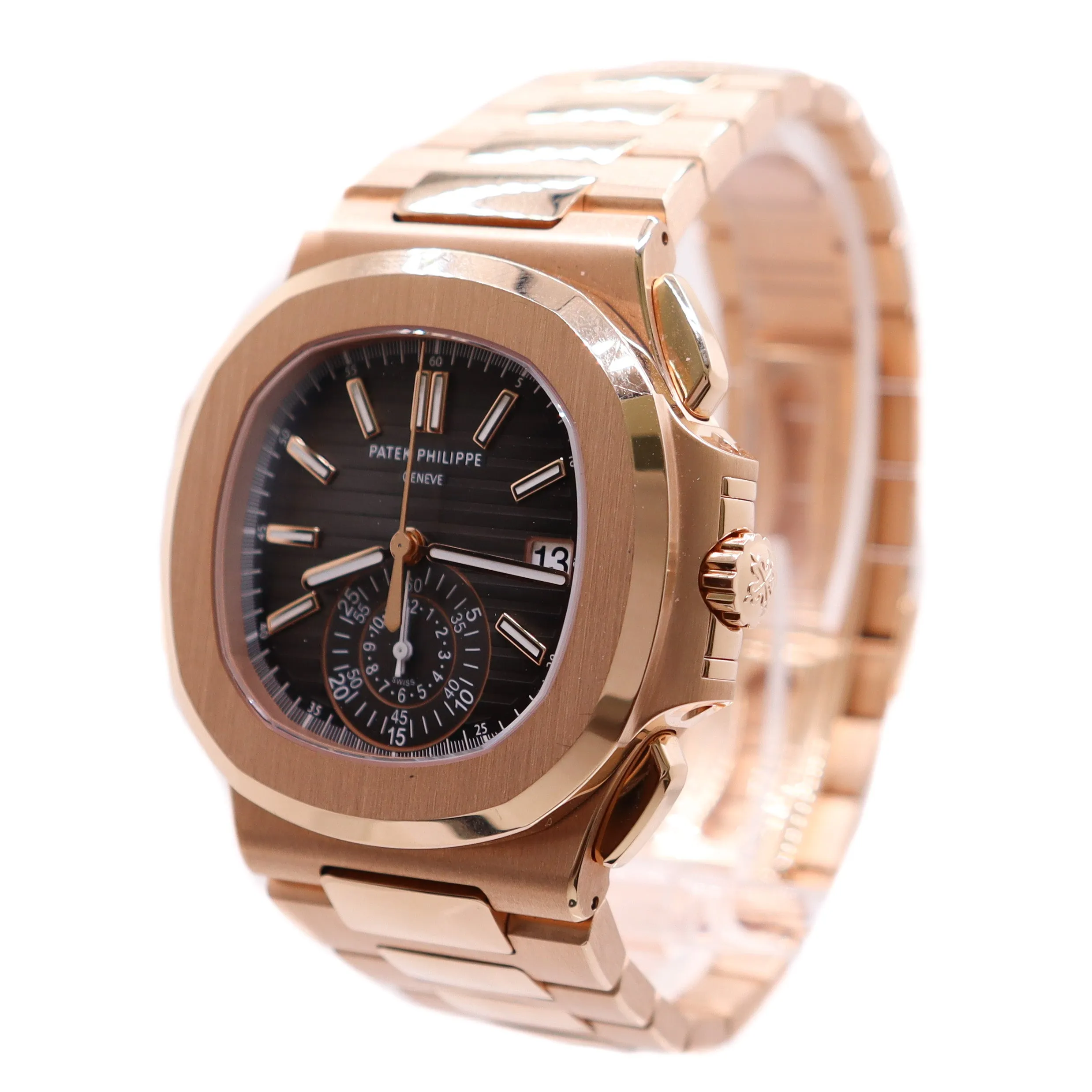 Patek Philippe Men's Nautilus Rose Gold 40mm Grey Annual Calendar Stick Dial Watch Ref #5980/1R-001