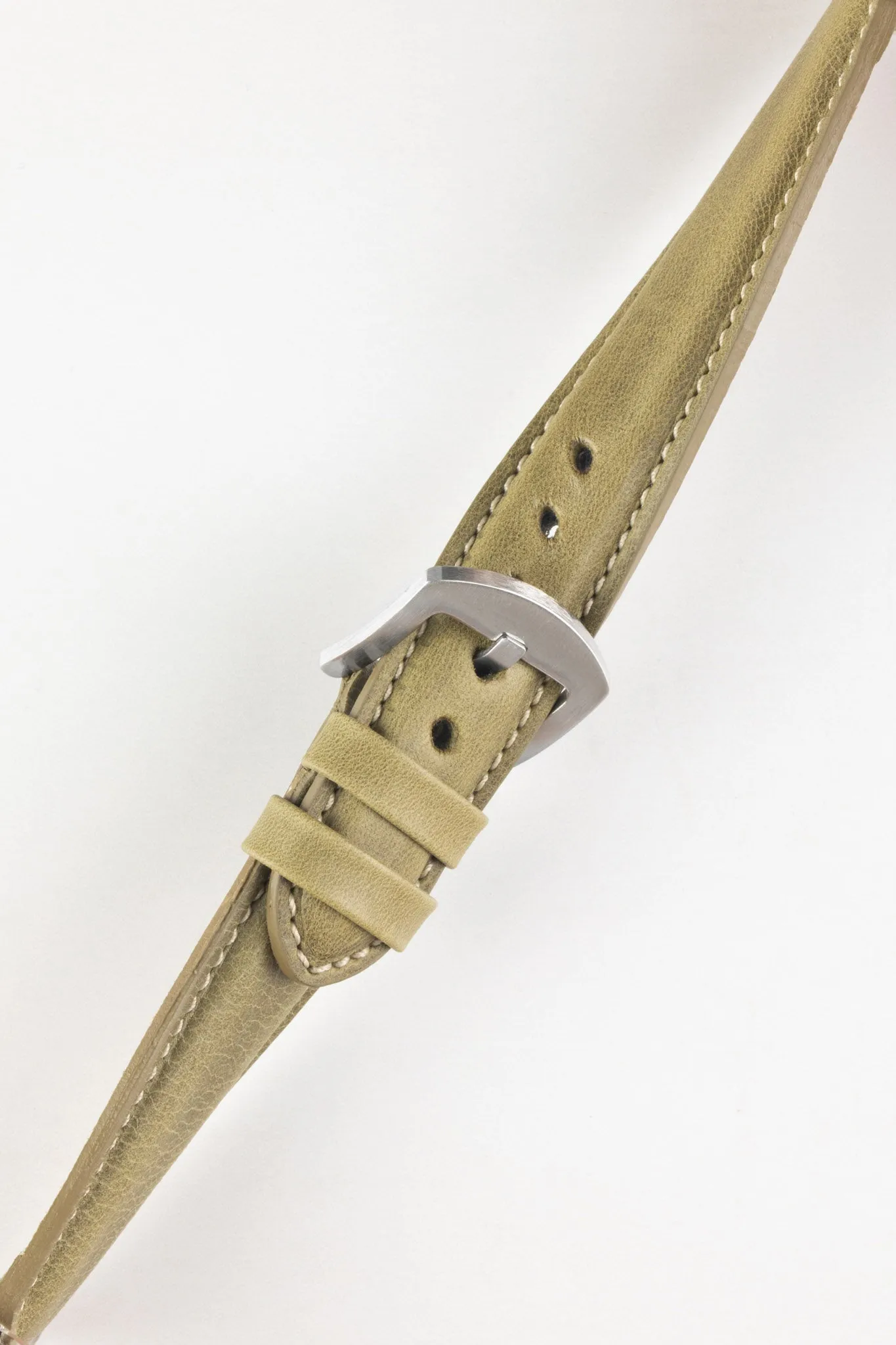 Pebro CADW Padded Vintage Leather Watch Strap in OLIVE GREEN