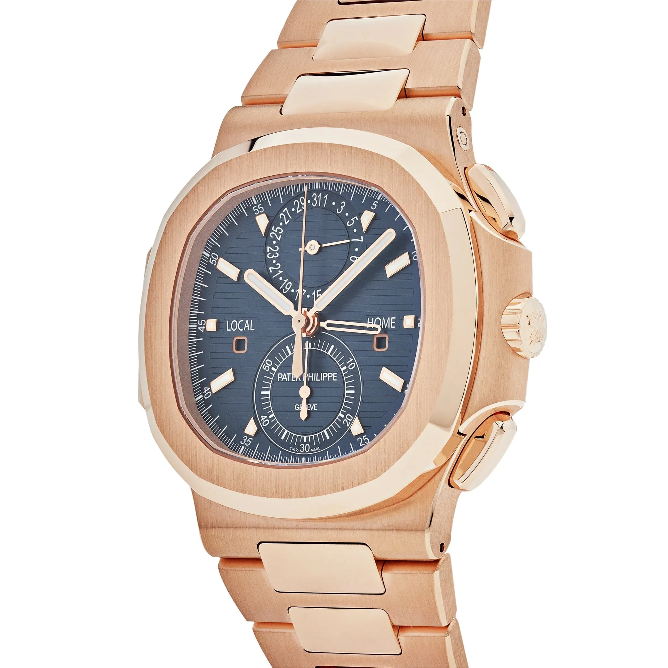 PP Luxury Watches Nautilus 5990/1R-001 Travel Time Flyback Chronograph Rose Gold Blue Dial (2024)