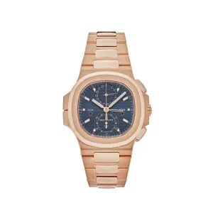 PP Luxury Watches Nautilus 5990/1R-001 Travel Time Flyback Chronograph Rose Gold Blue Dial (2024)