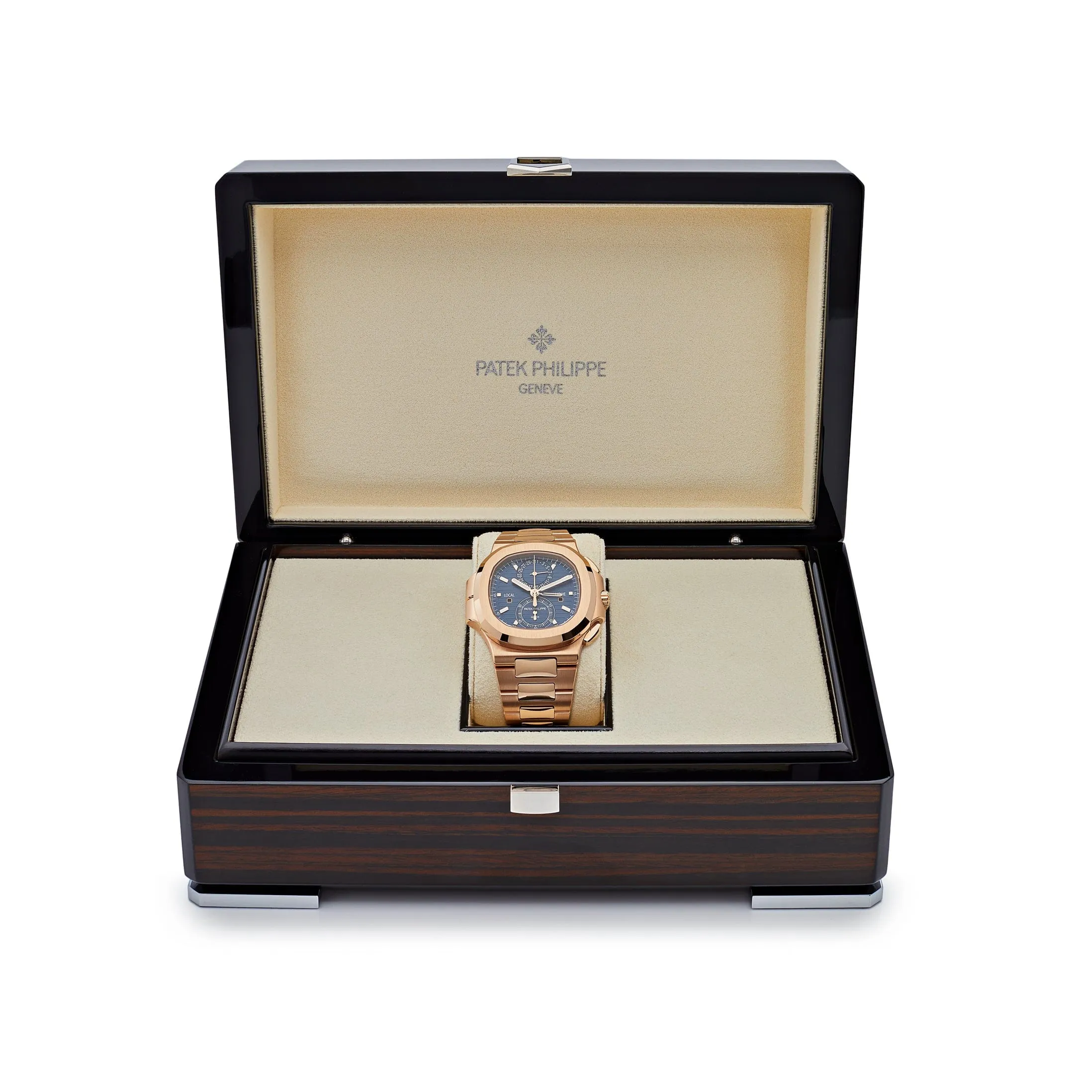 PP Luxury Watches Nautilus 5990/1R-001 Travel Time Flyback Chronograph Rose Gold Blue Dial (2024)