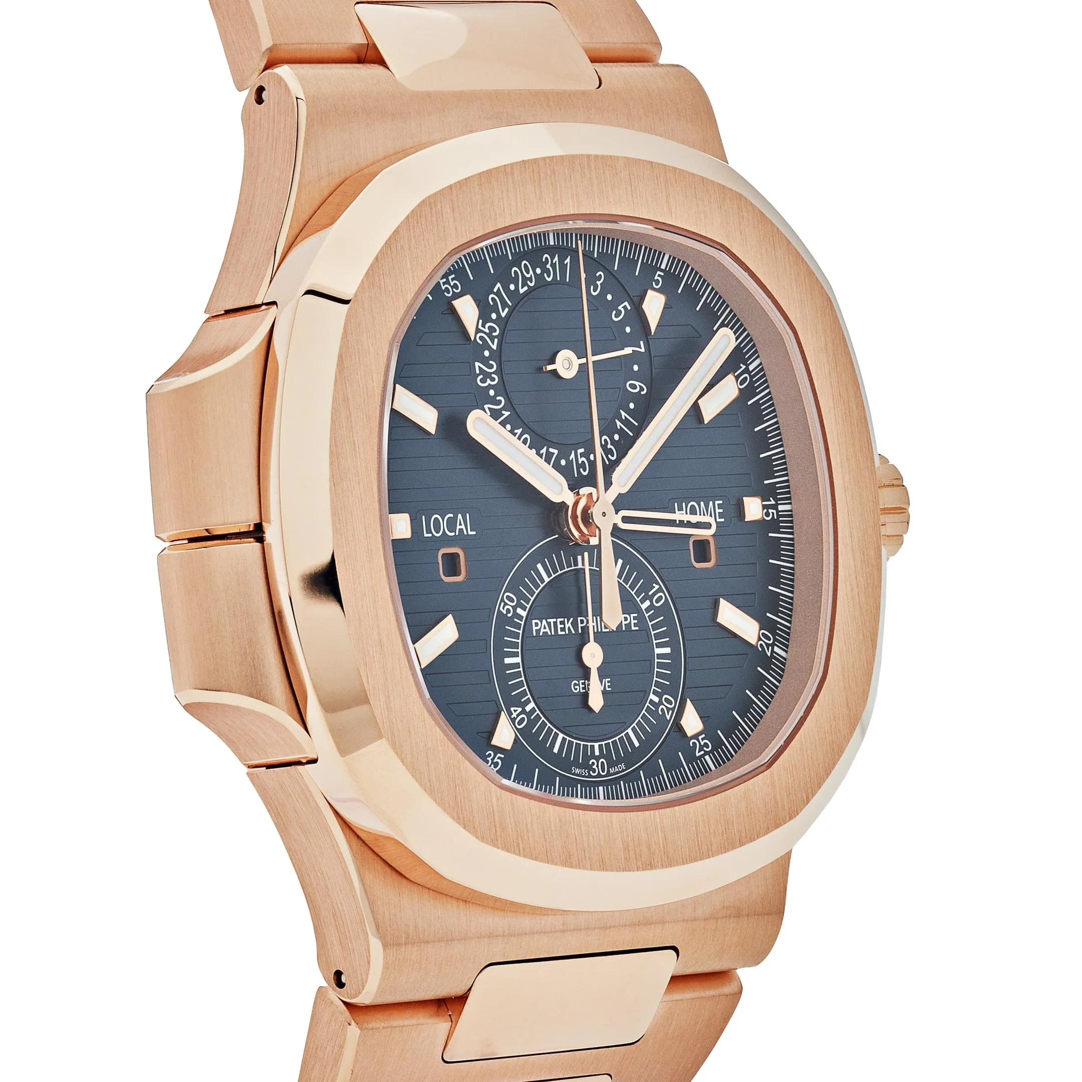 PP Luxury Watches Nautilus 5990/1R-001 Travel Time Flyback Chronograph Rose Gold Blue Dial (2024)