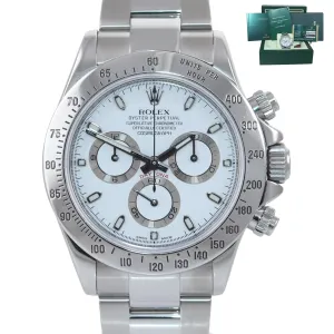 RANDOM SERIAL PAPERS Rolex Daytona 116520 White Steel New Buckle Watch Box