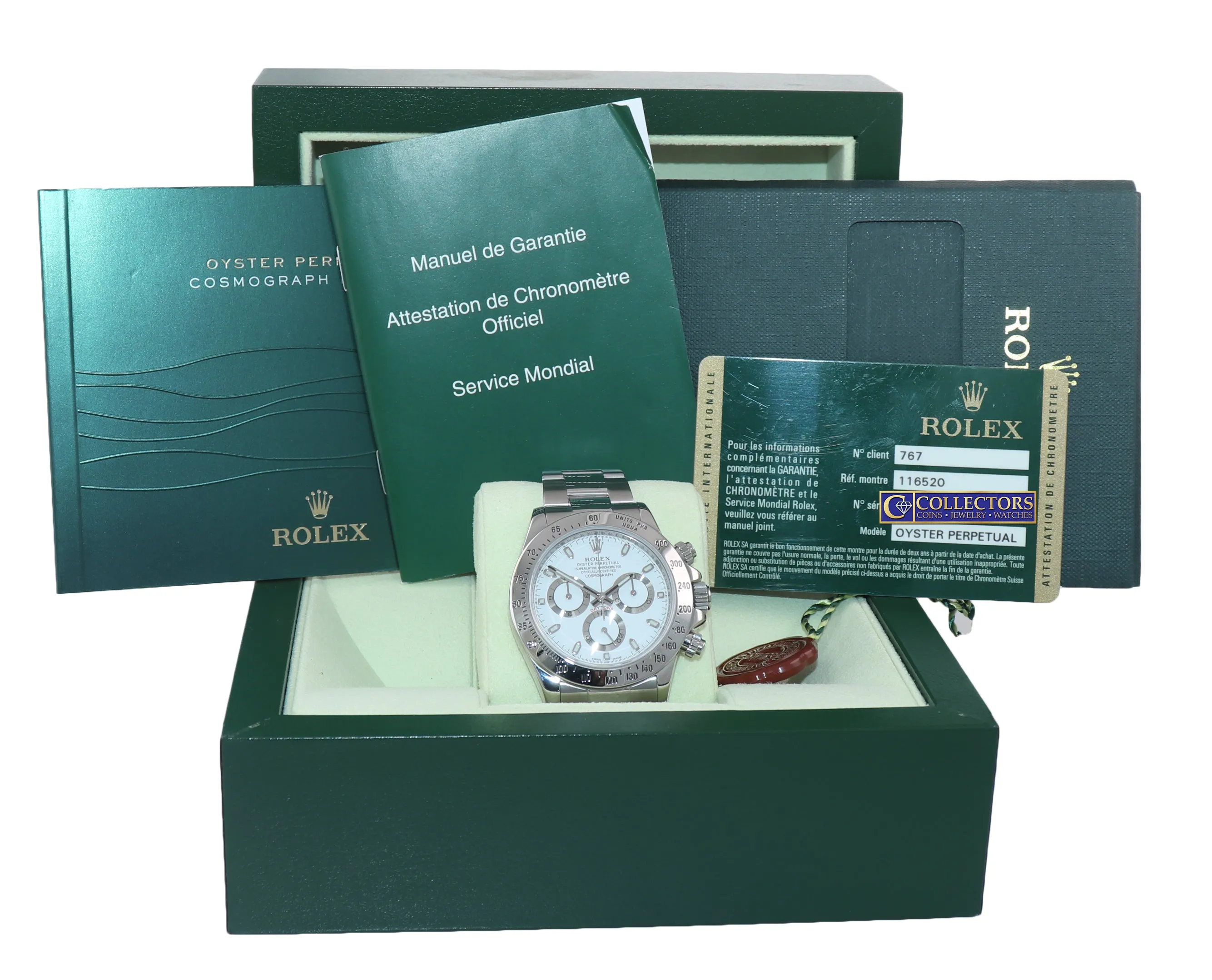 RANDOM SERIAL PAPERS Rolex Daytona 116520 White Steel New Buckle Watch Box