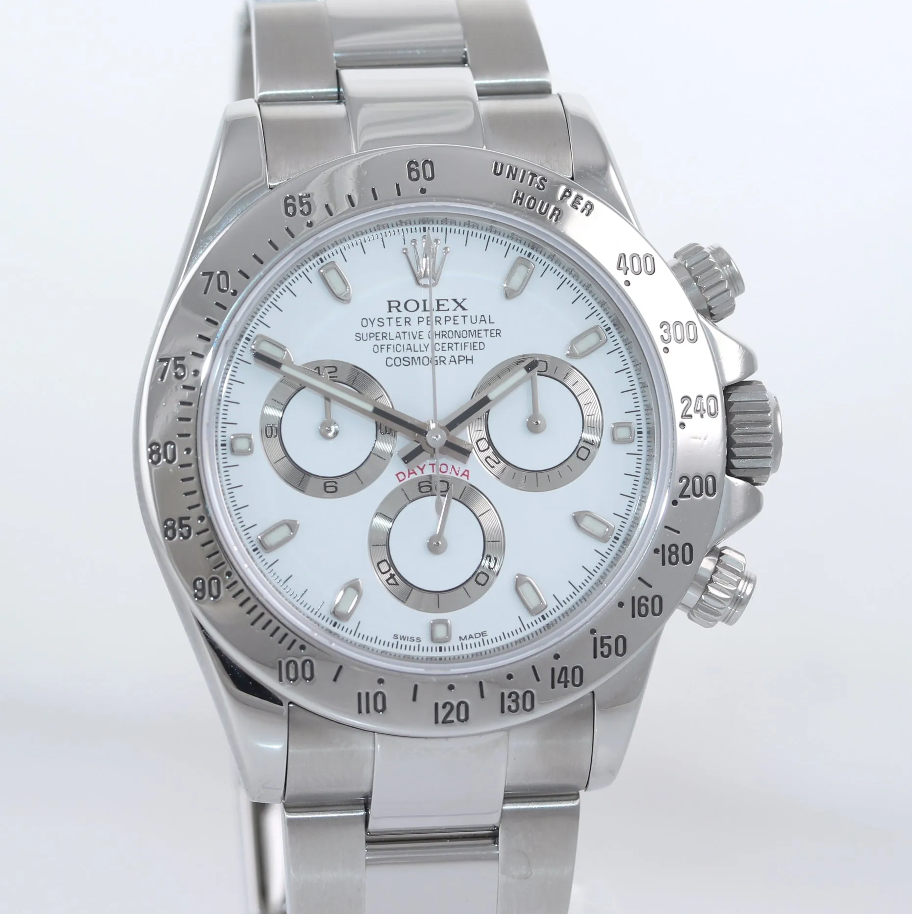 RANDOM SERIAL PAPERS Rolex Daytona 116520 White Steel New Buckle Watch Box