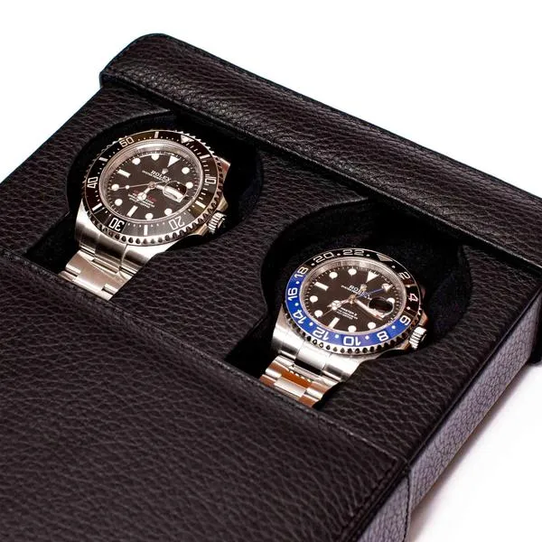 Rapport - Berkeley Double Watch Slipcase in Black Leather | D170