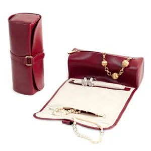 Red Leather Jewelry Roll