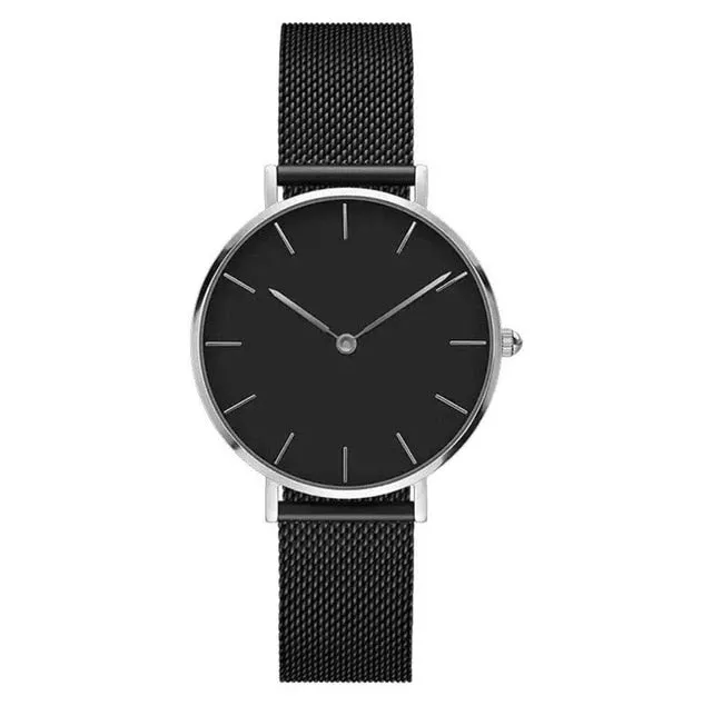 Relojes Mujer Luxury Brand Women Watches Minimalist Style Solid Dial Unisex Watch Clock Gift  Mesh Steel Strip Quartz Watch #W