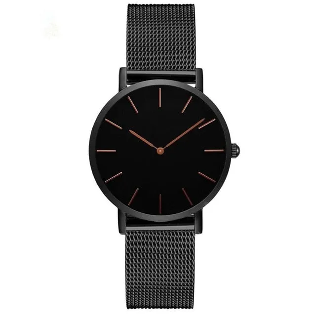 Relojes Mujer Luxury Brand Women Watches Minimalist Style Solid Dial Unisex Watch Clock Gift  Mesh Steel Strip Quartz Watch #W