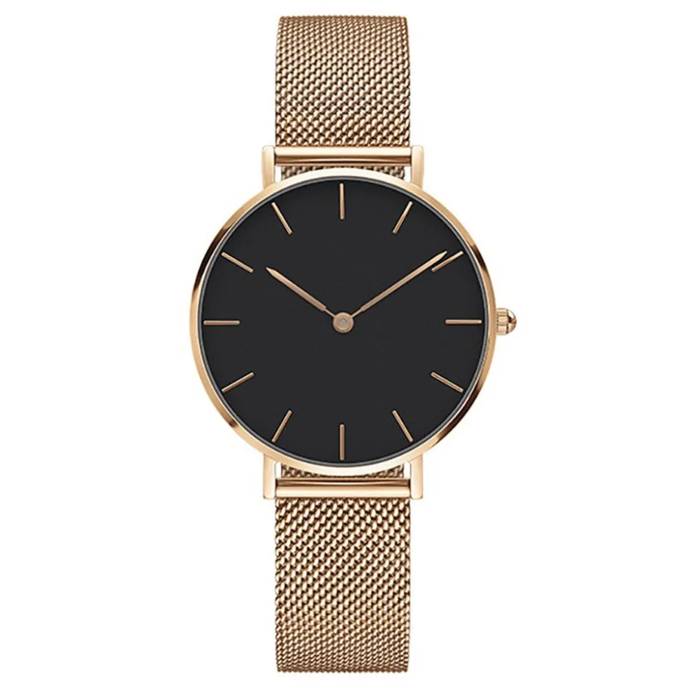 Relojes Mujer Luxury Brand Women Watches Minimalist Style Solid Dial Unisex Watch Clock Gift  Mesh Steel Strip Quartz Watch #W