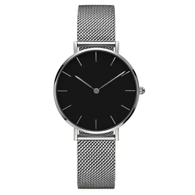 Relojes Mujer Luxury Brand Women Watches Minimalist Style Solid Dial Unisex Watch Clock Gift  Mesh Steel Strip Quartz Watch #W