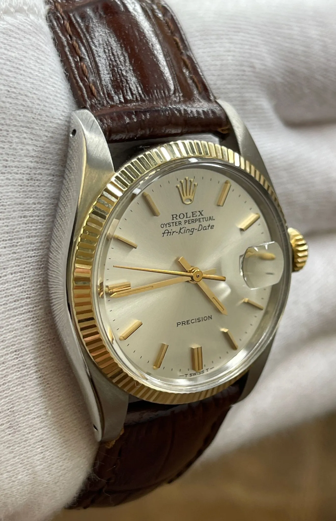 Rolex Air-King Date 5701 Silver Dial Automatic Men's Watch