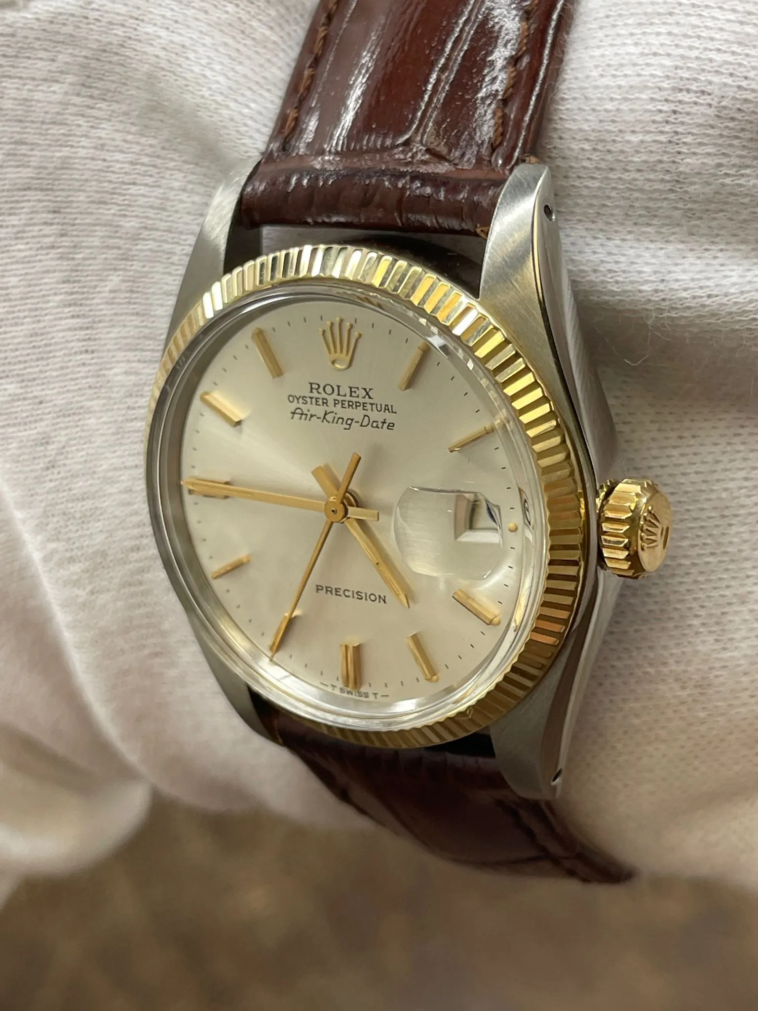 Rolex Air-King Date 5701 Silver Dial Automatic Men's Watch