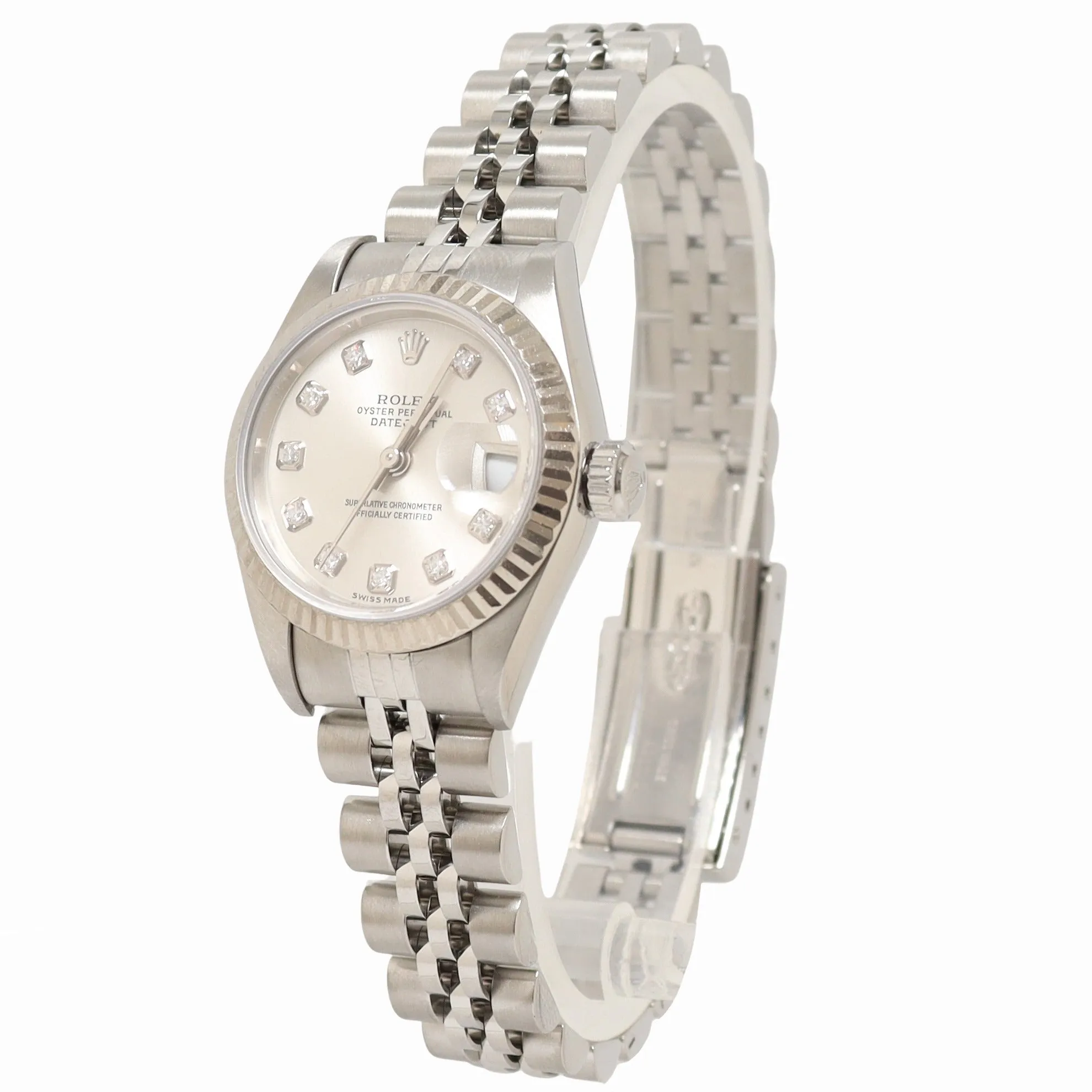 Rolex Date Stainless Steel 26mm White MOP Diamond Dial Watch | Ref#  69240