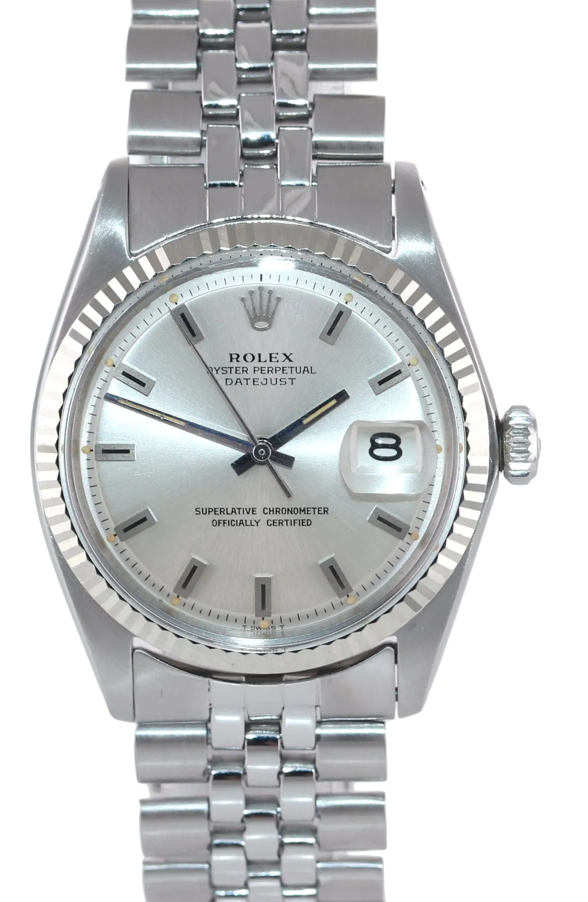 Rolex DateJust 1601 Steel Silver Pie Pan Silver Dial Jubilee Watch Box