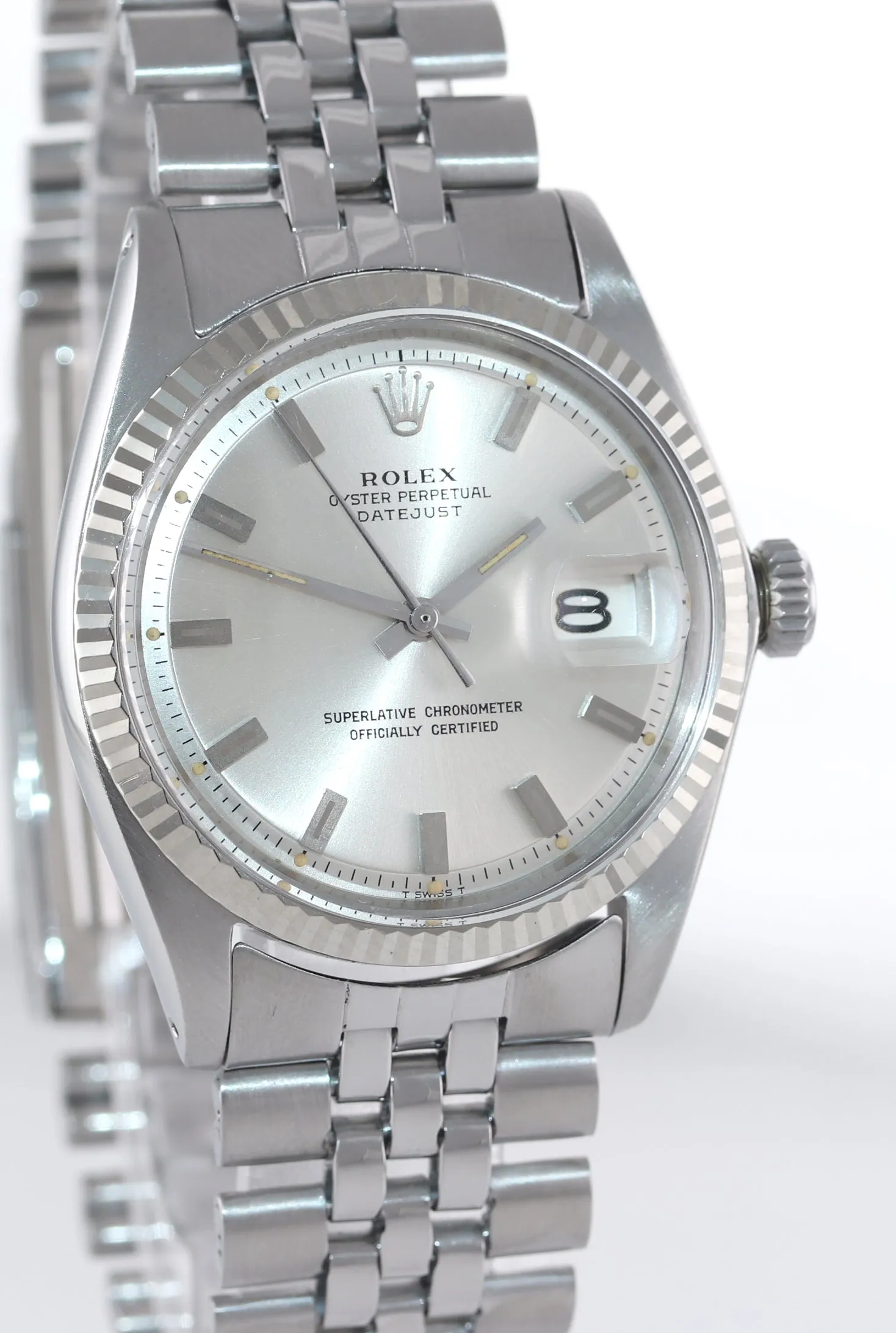 Rolex DateJust 1601 Steel Silver Pie Pan Silver Dial Jubilee Watch Box