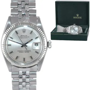 Rolex DateJust 1601 Steel Silver Pie Pan Silver Dial Jubilee Watch Box