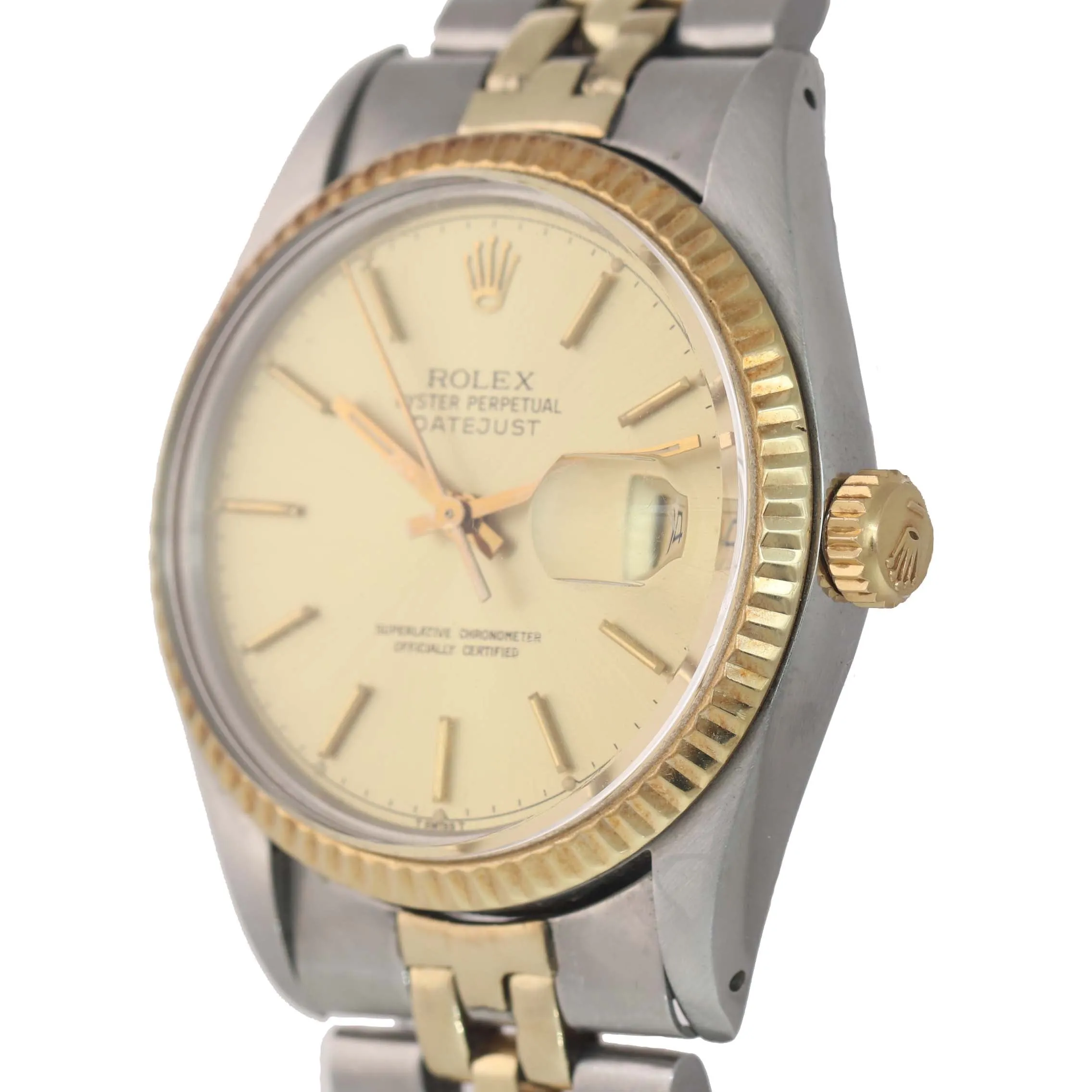 Rolex DateJust 16013 Two-Tone 18k Gold Steel Jubilee Champagne Dial Watch