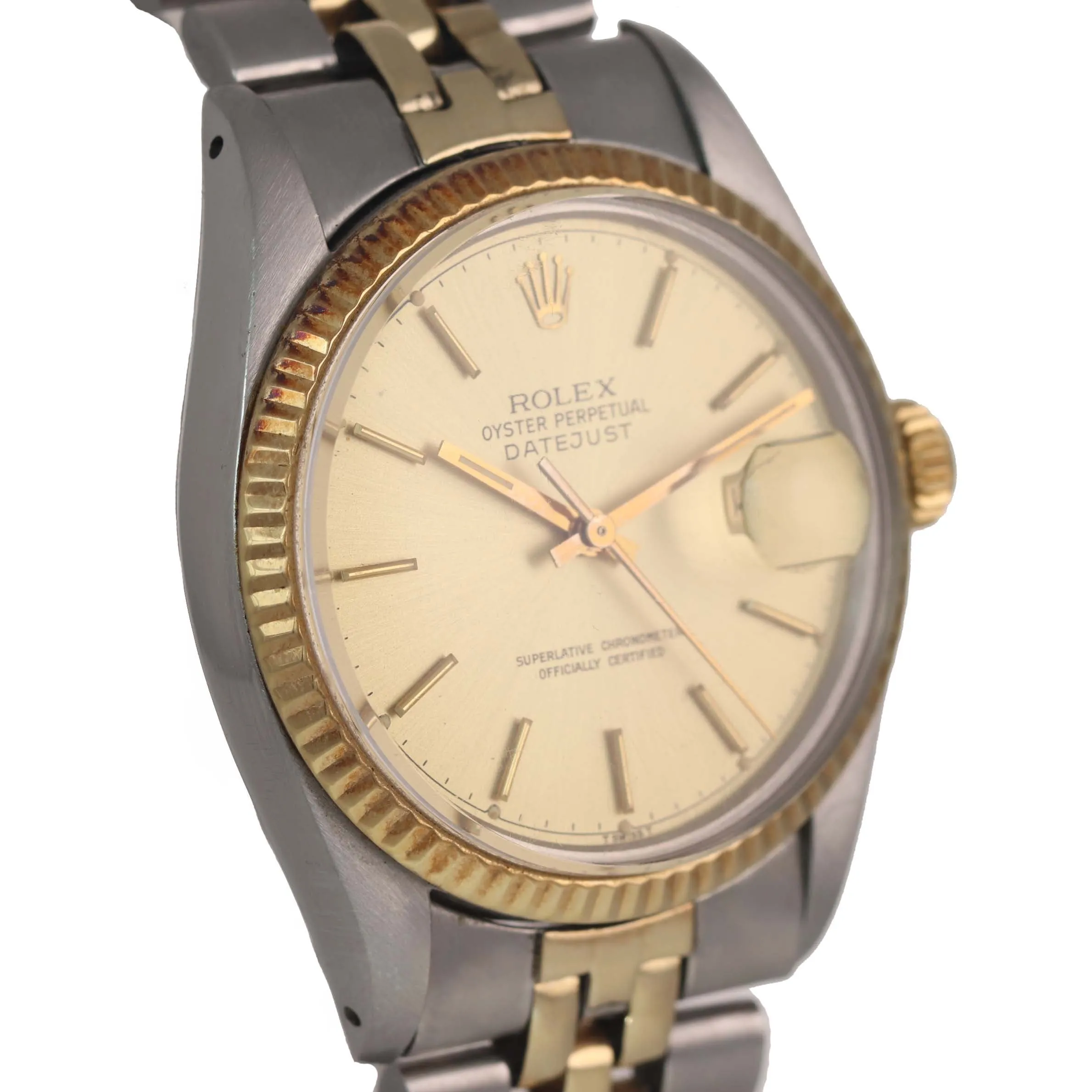 Rolex DateJust 16013 Two-Tone 18k Gold Steel Jubilee Champagne Dial Watch