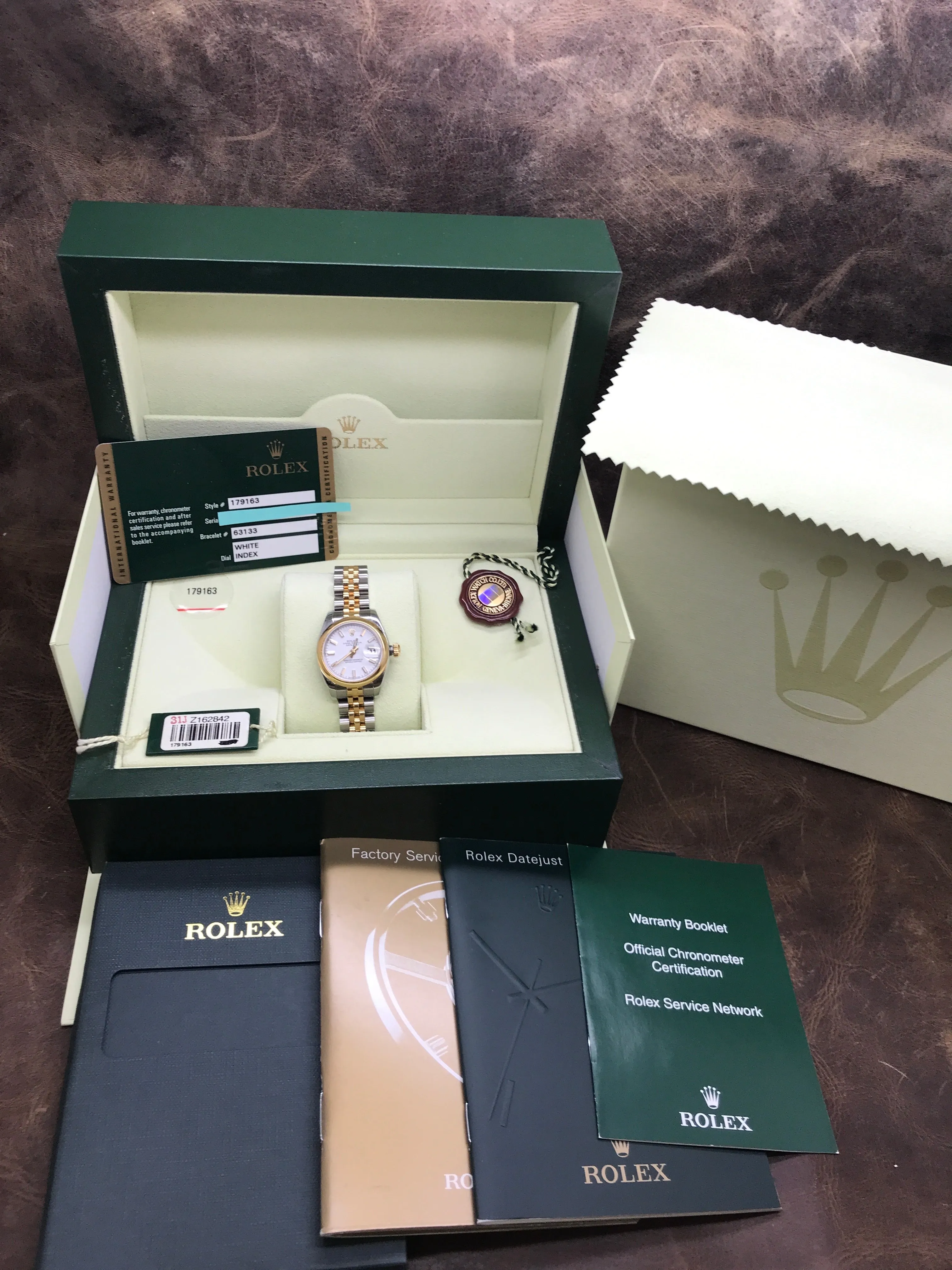 Rolex Datejust 26mm 179163 White Dial Automatic Women's Watch