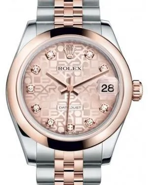 Rolex Datejust 31MM Lady Midsize Rose Gold/Steel Pink Jubilee Diamond Dial & Smooth Domed Bezel Jubilee Bracelet 178241 - NEW