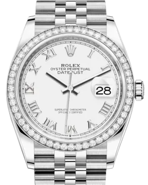 Rolex Datejust 36 White Gold/Steel White Roman Dial & Diamond Bezel Jubilee Bracelet 126284RBR