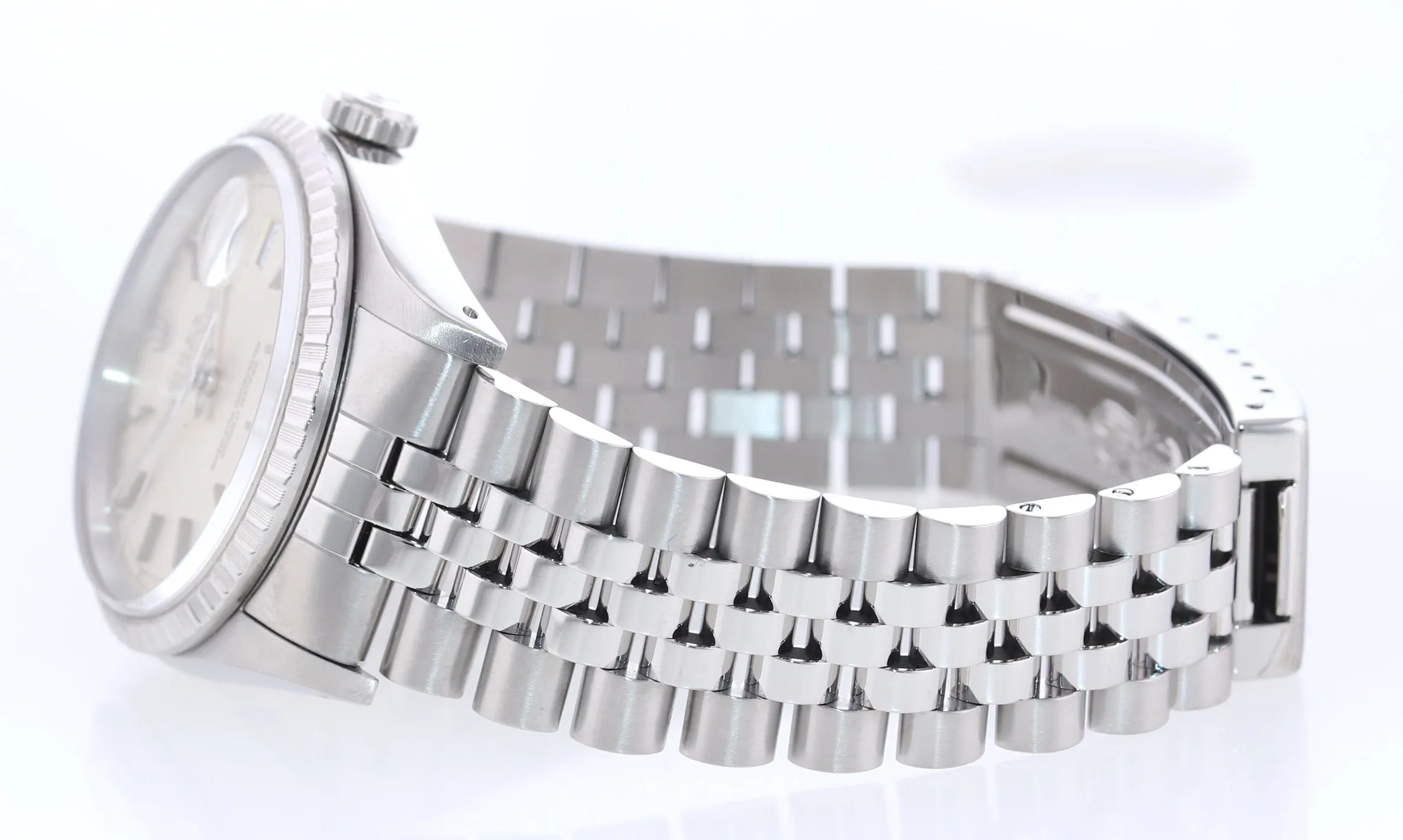 Rolex DateJust 36mm 16220 Steel Silver Stick Jubilee Band Date Watch