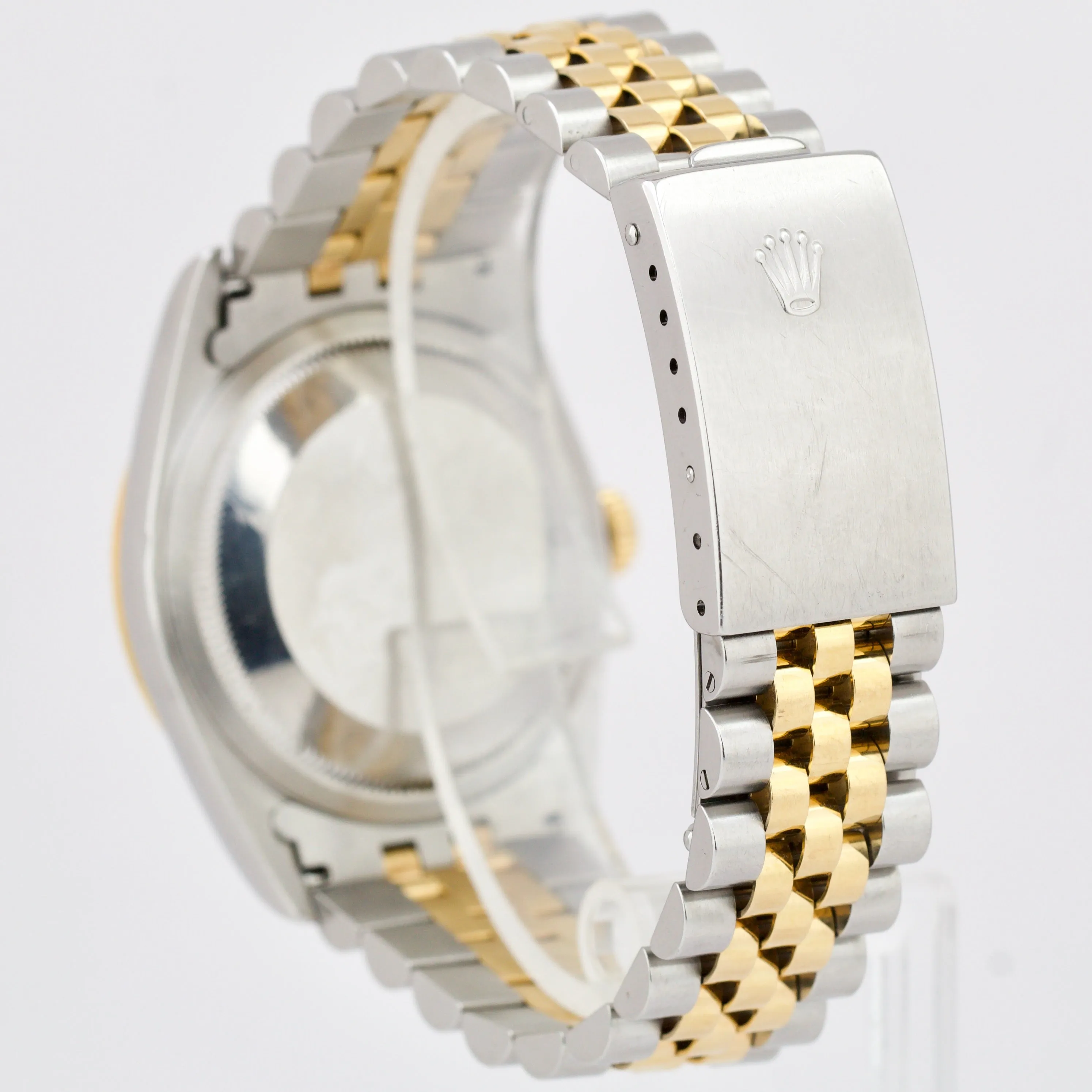 Rolex DateJust 36mm BLACK 18K Yellow Gold Stainless Steel JUBILEE Watch 16233
