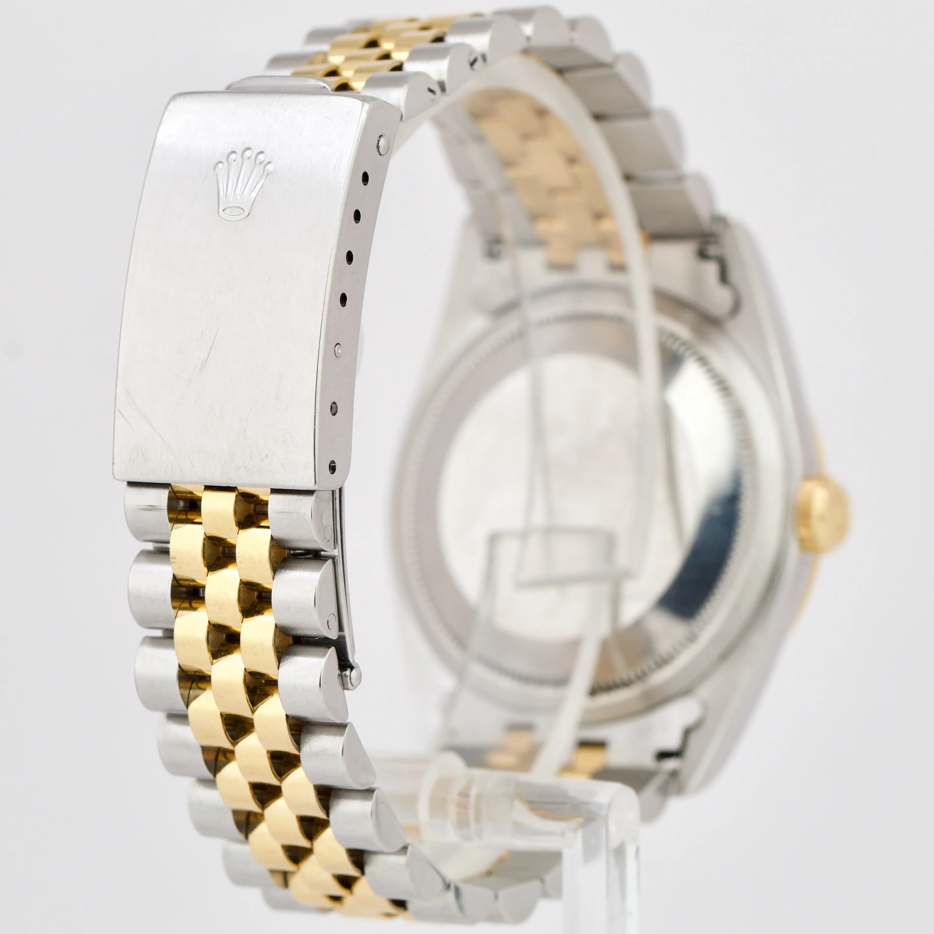 Rolex DateJust 36mm BLACK 18K Yellow Gold Stainless Steel JUBILEE Watch 16233