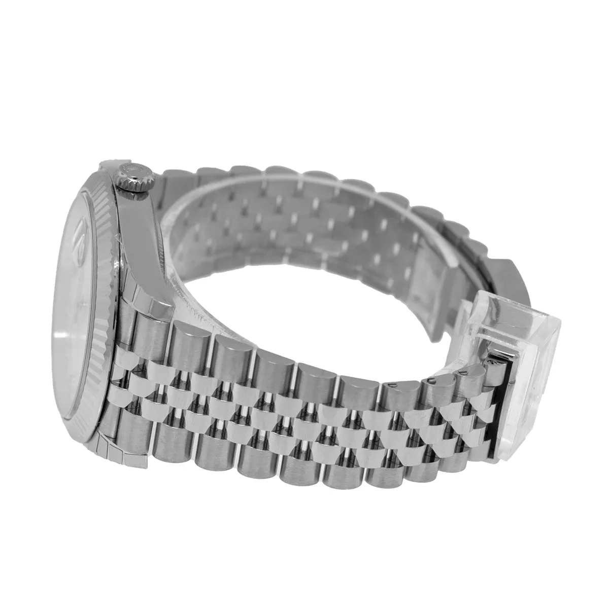 Rolex Datejust II 41mm Stainless Steel Mother of Pearl Diamond Dial 18K White Gold Fluted Bezel 126334