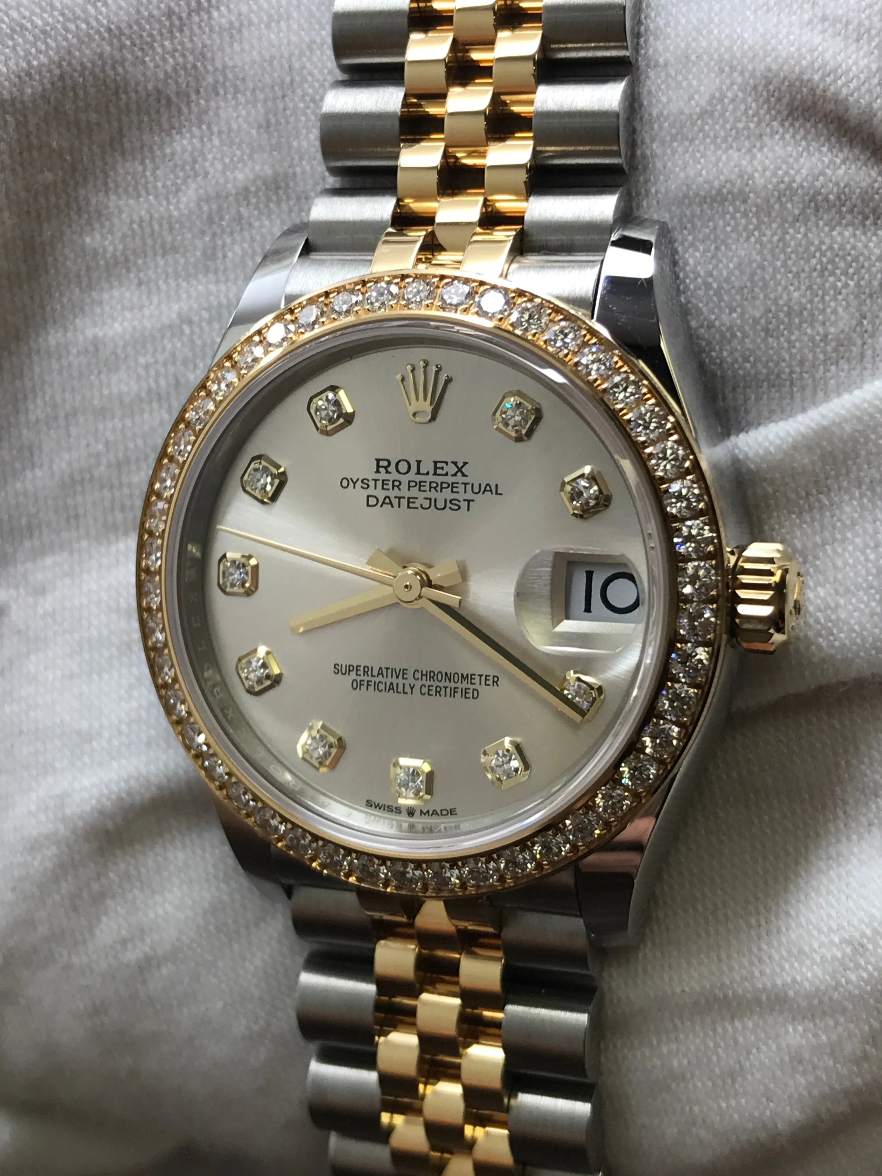 Rolex Datejust Midsize 31mm 278383 Silver Diamond Dial Automatic Women's Watch
