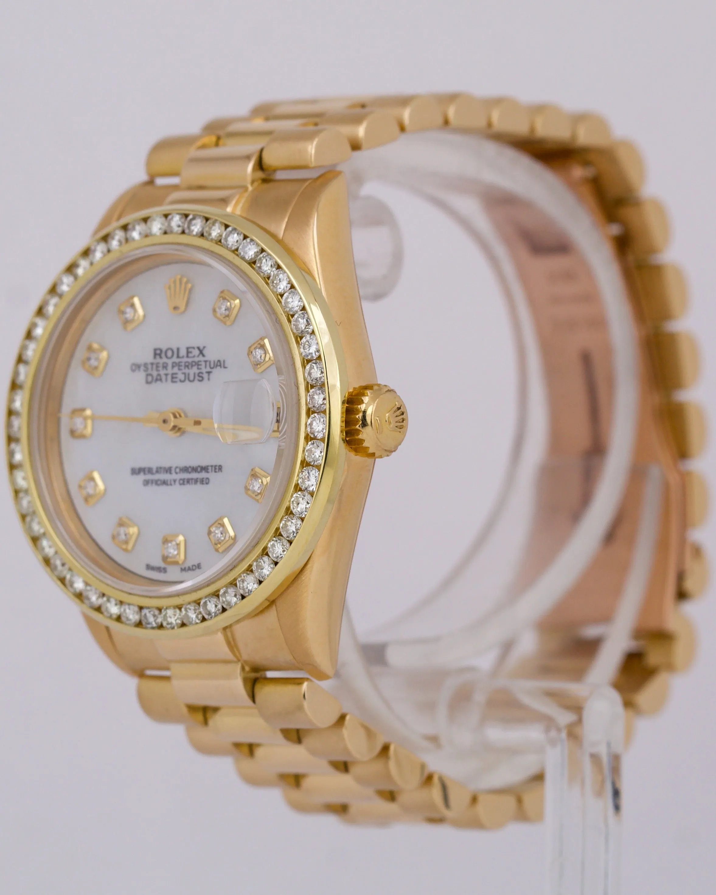 Rolex DateJust President MOTHER OF PEARL DIAMOND 31mm 18K Yellow Gold 68278