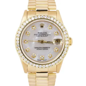 Rolex DateJust President MOTHER OF PEARL DIAMOND 31mm 18K Yellow Gold 68278