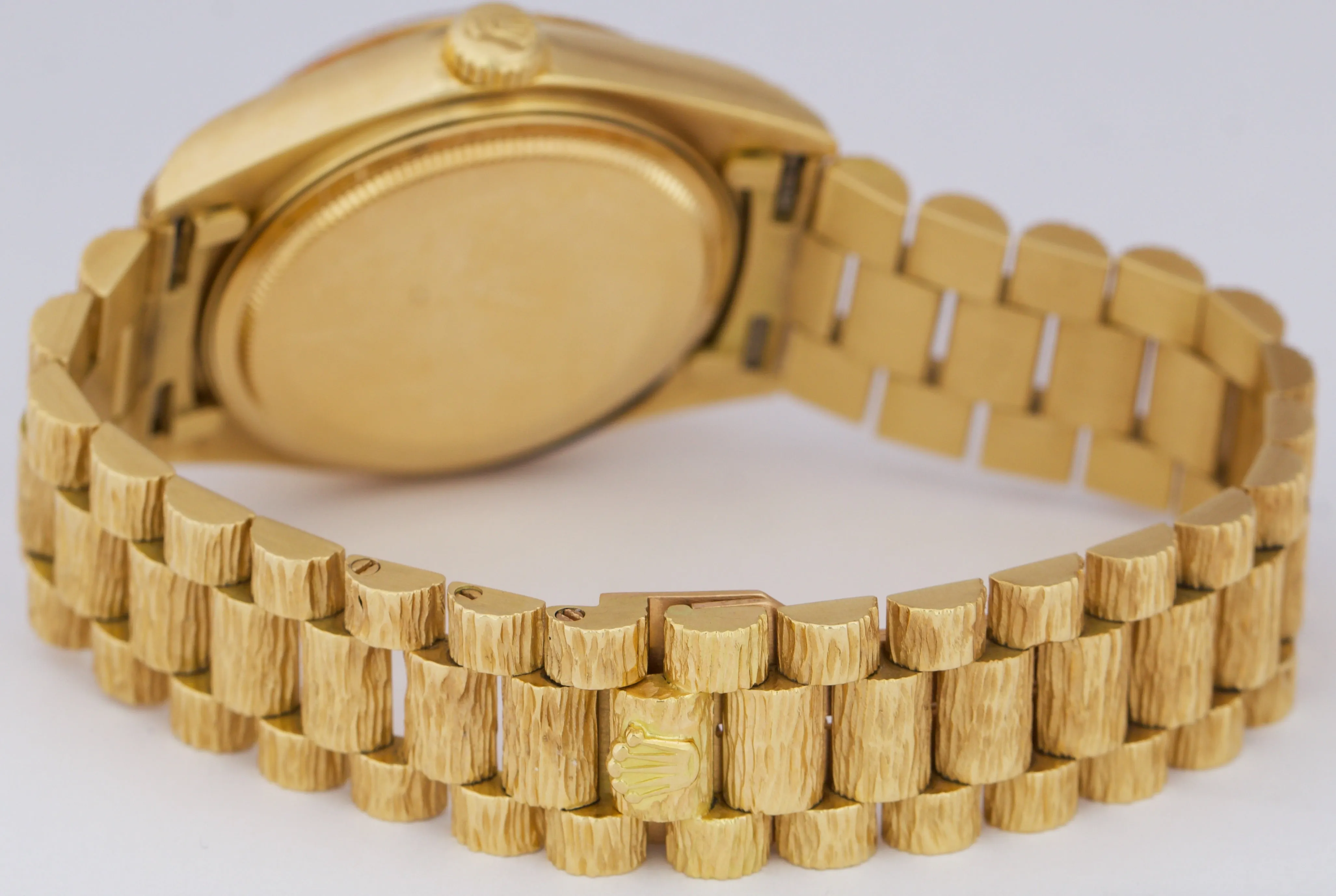 Rolex Day-Date President 18038 Silver Index Dial Bark 36mm 18K Yellow Gold Watch