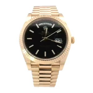 Rolex Day Date Yellow Gold Black Stick Dial Watch | Ref# 228238