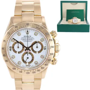 Rolex Daytona 116528 White Diamond 18K Yellow Gold 40mm Watch Box