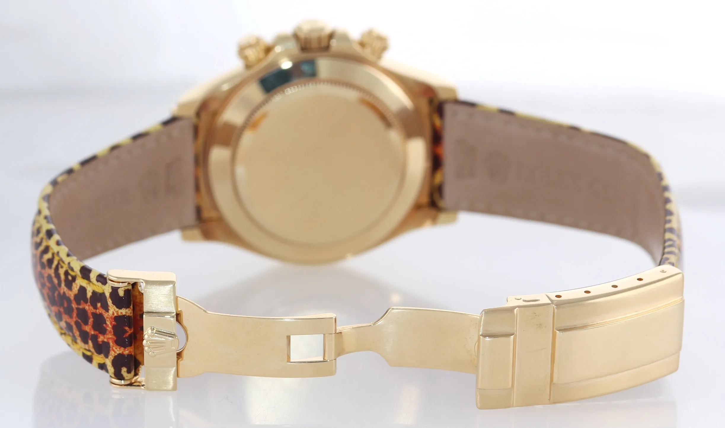 Rolex Daytona 116598SACO Yellow Gold Leather Leopard Safari Diamond Watch