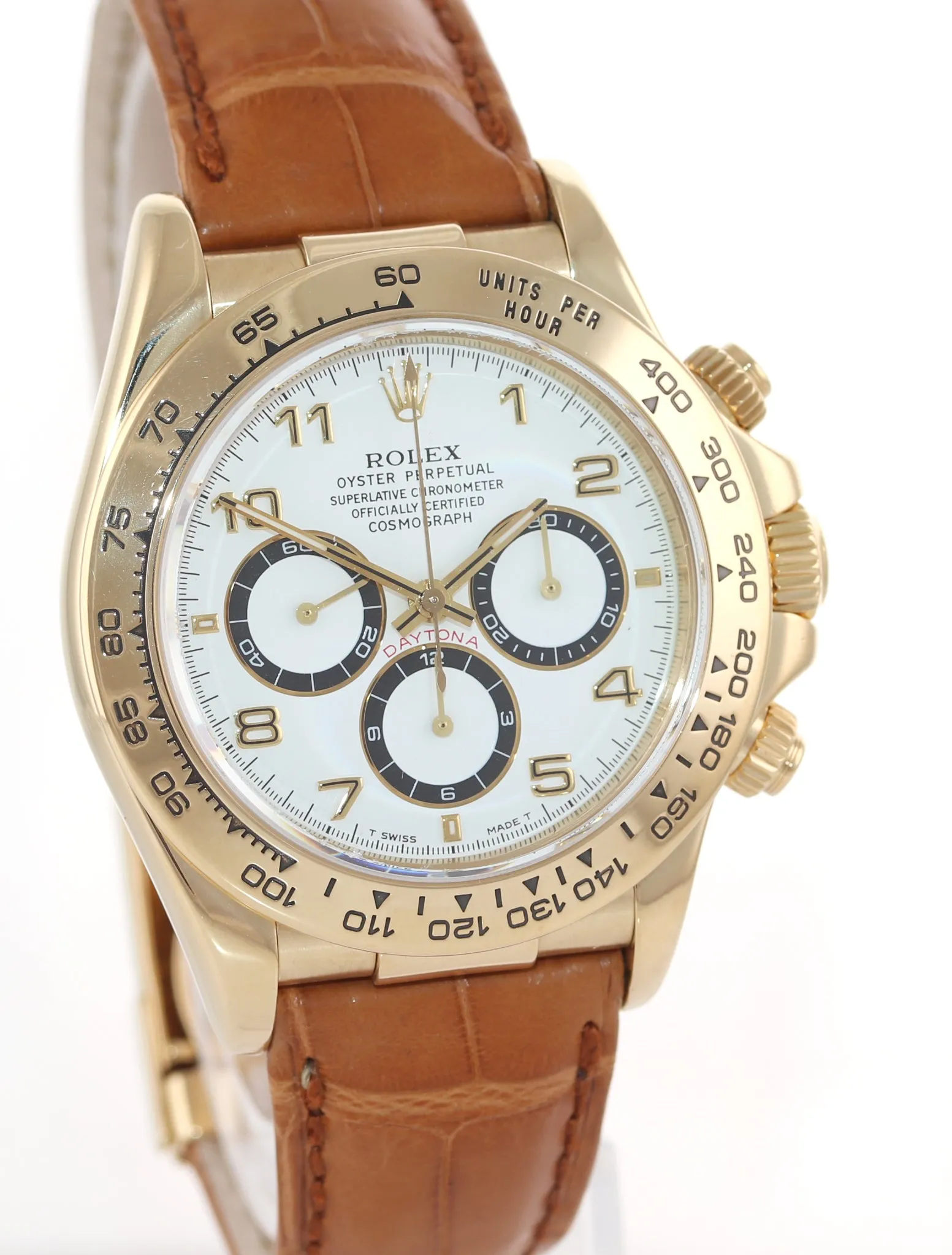 Rolex Daytona Zenith 16518 White Dial 18k Yellow Gold 40mm Leather Watch Box