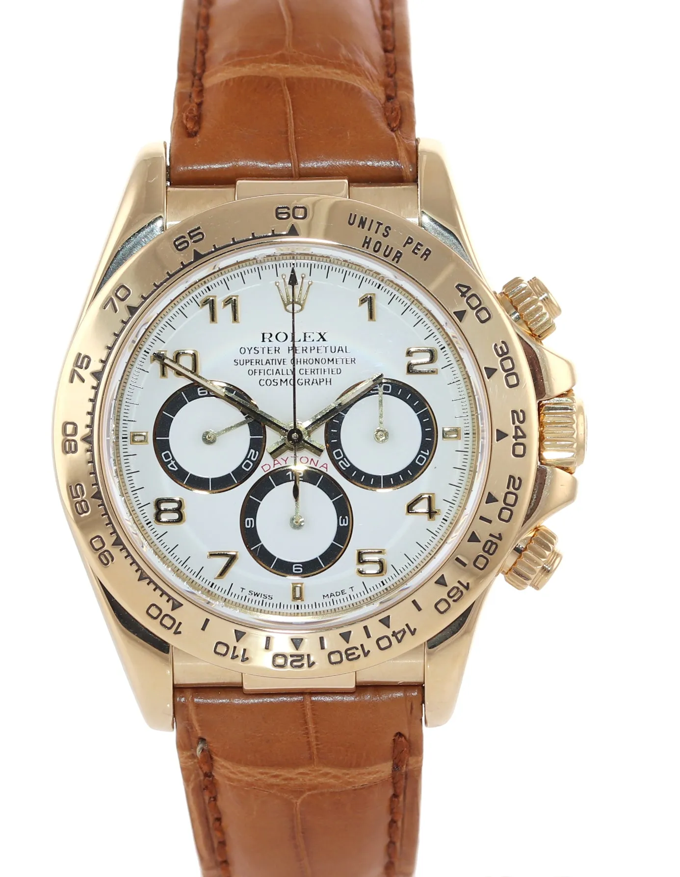 Rolex Daytona Zenith 16518 White Dial 18k Yellow Gold 40mm Leather Watch Box