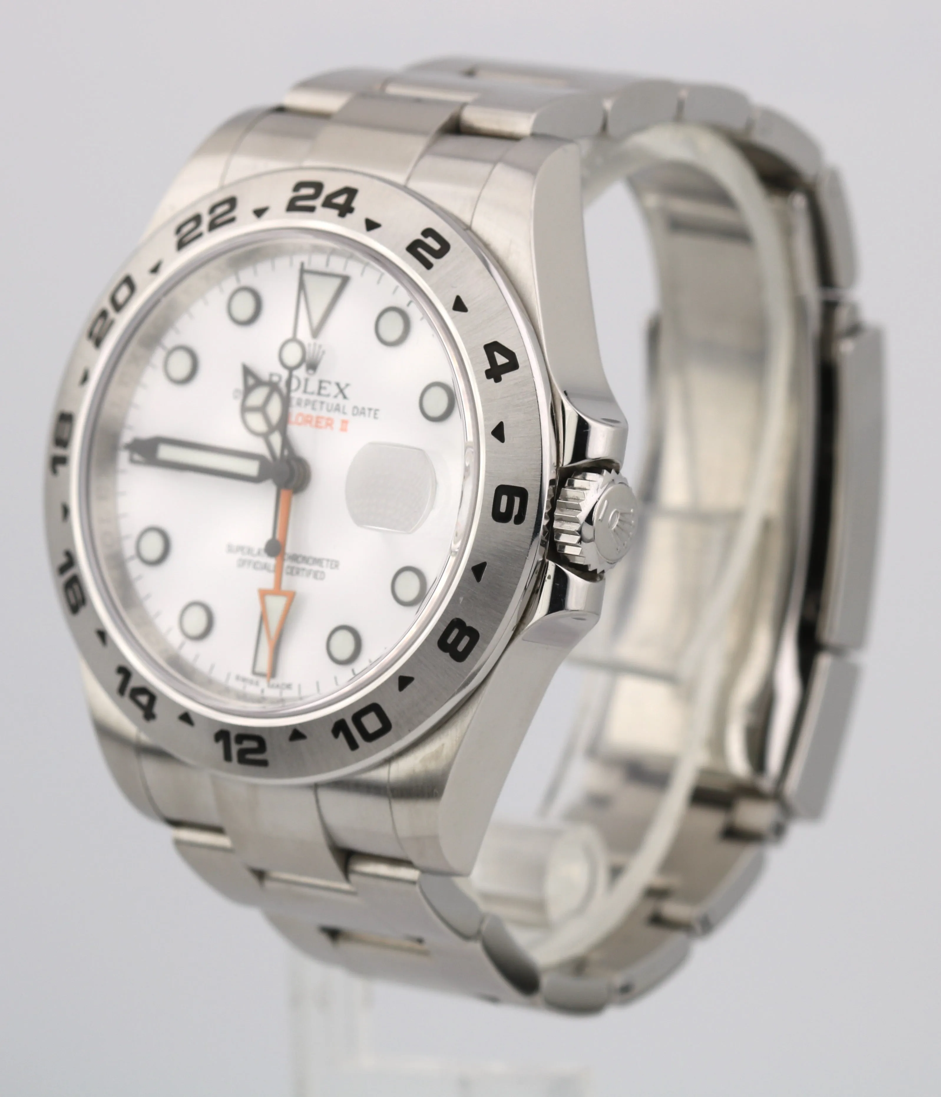 Rolex Explorer II 42mm Polar White Orange Stainless Steel GMT Date Watch 216570