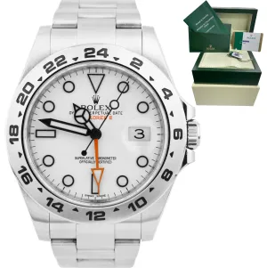Rolex Explorer II 42mm Polar White Orange Stainless Steel GMT Date Watch 216570