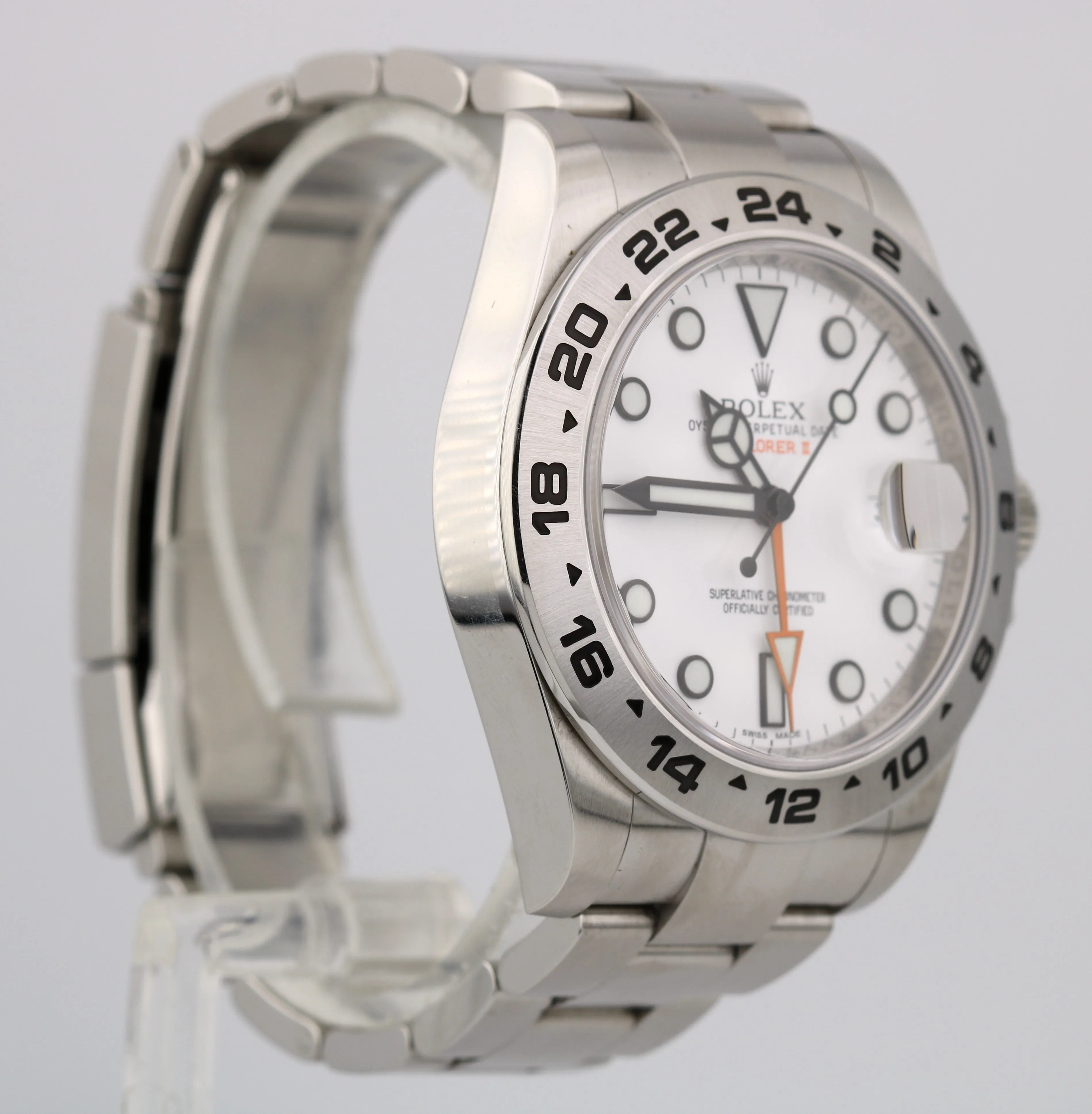 Rolex Explorer II 42mm Polar White Orange Stainless Steel GMT Date Watch 216570