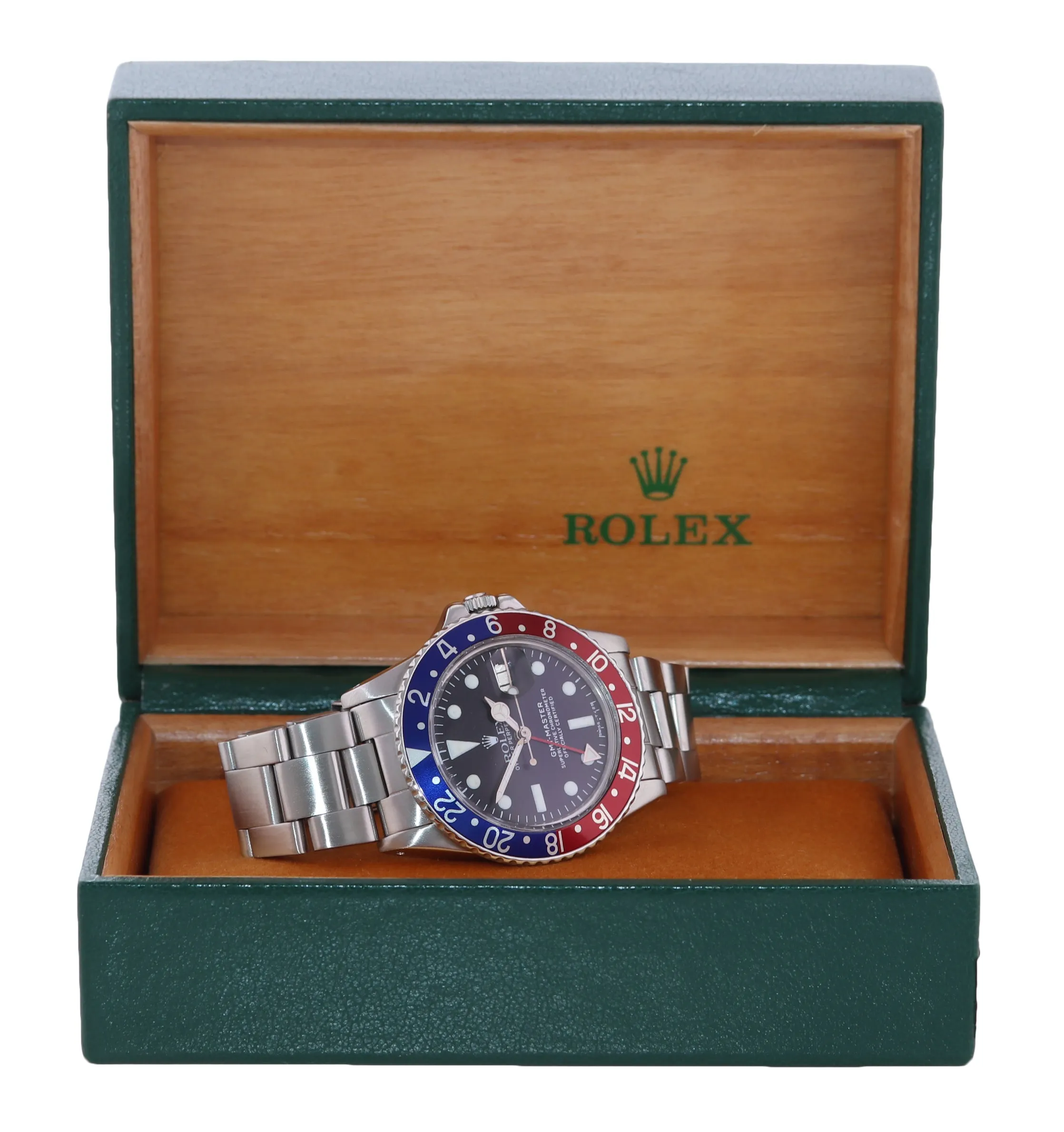 Rolex GMT-Master Pepsi Blue Red Steel Matte Oyster 1675 40mm Watch Box
