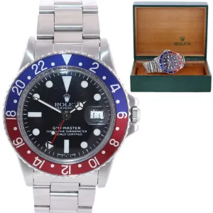 Rolex GMT-Master Pepsi Blue Red Steel Matte Oyster 1675 40mm Watch Box